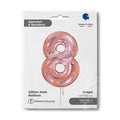 Number 8 Foil Balloon – Glitter Holographic Rose Gold
