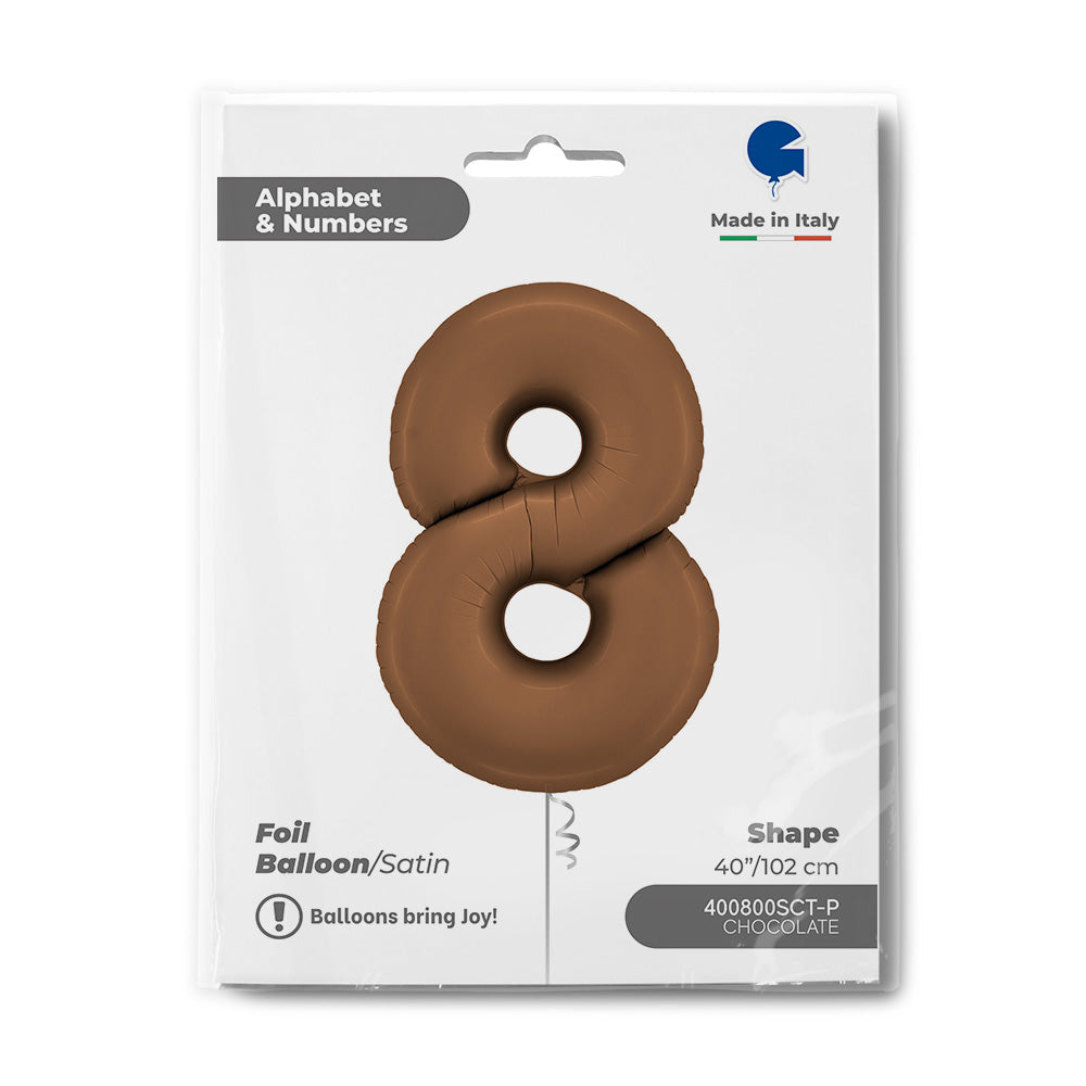 Number 8 Foil Balloon – Chocolate Satin Finish