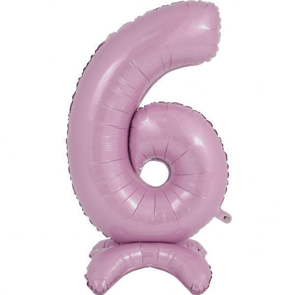Number 6 Foil Balloon – Self-Standing Pastel Pink