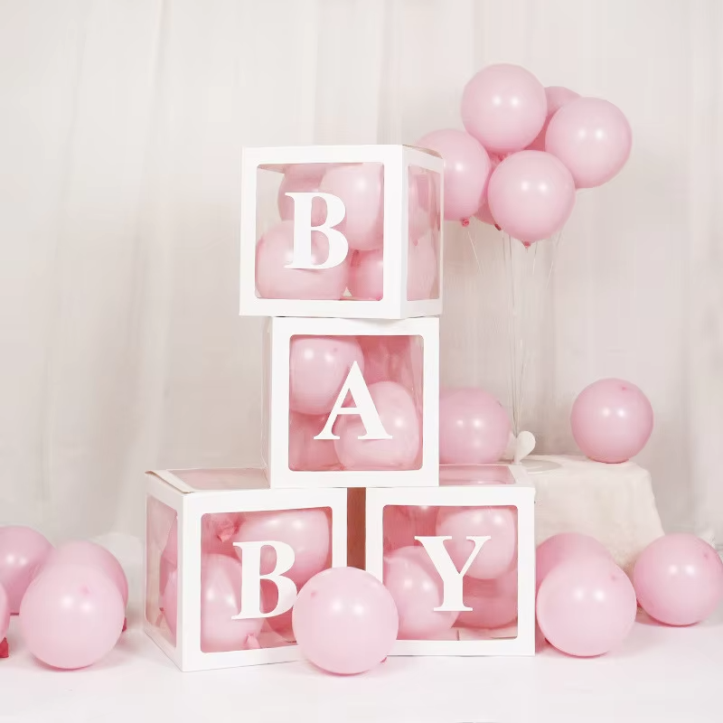 BABY Balloon Display Boxes – Pink Set (4 Pieces)
