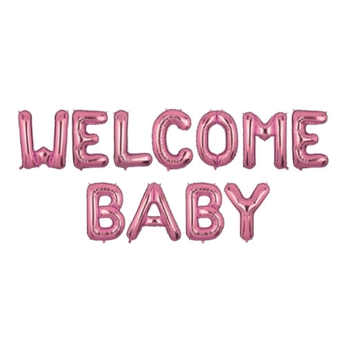 Welcome Baby Pink Foil Balloon Letters