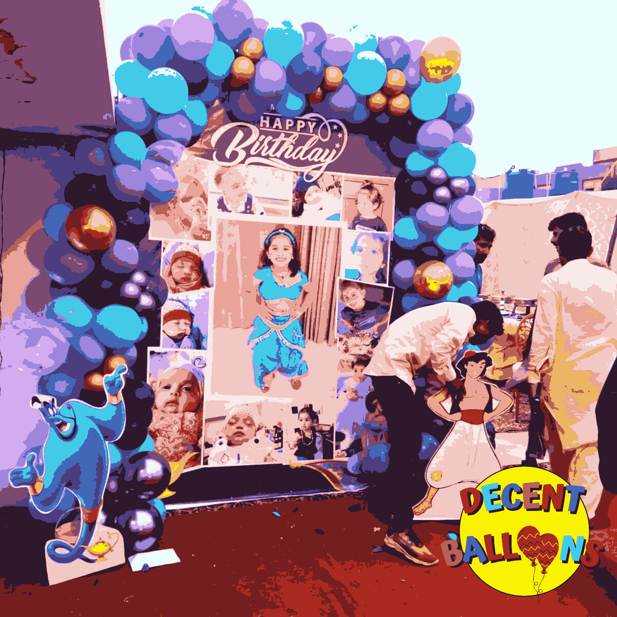 Royal Genie Balloon Birthday Decor – Magical & Vibrant Celebration Setup