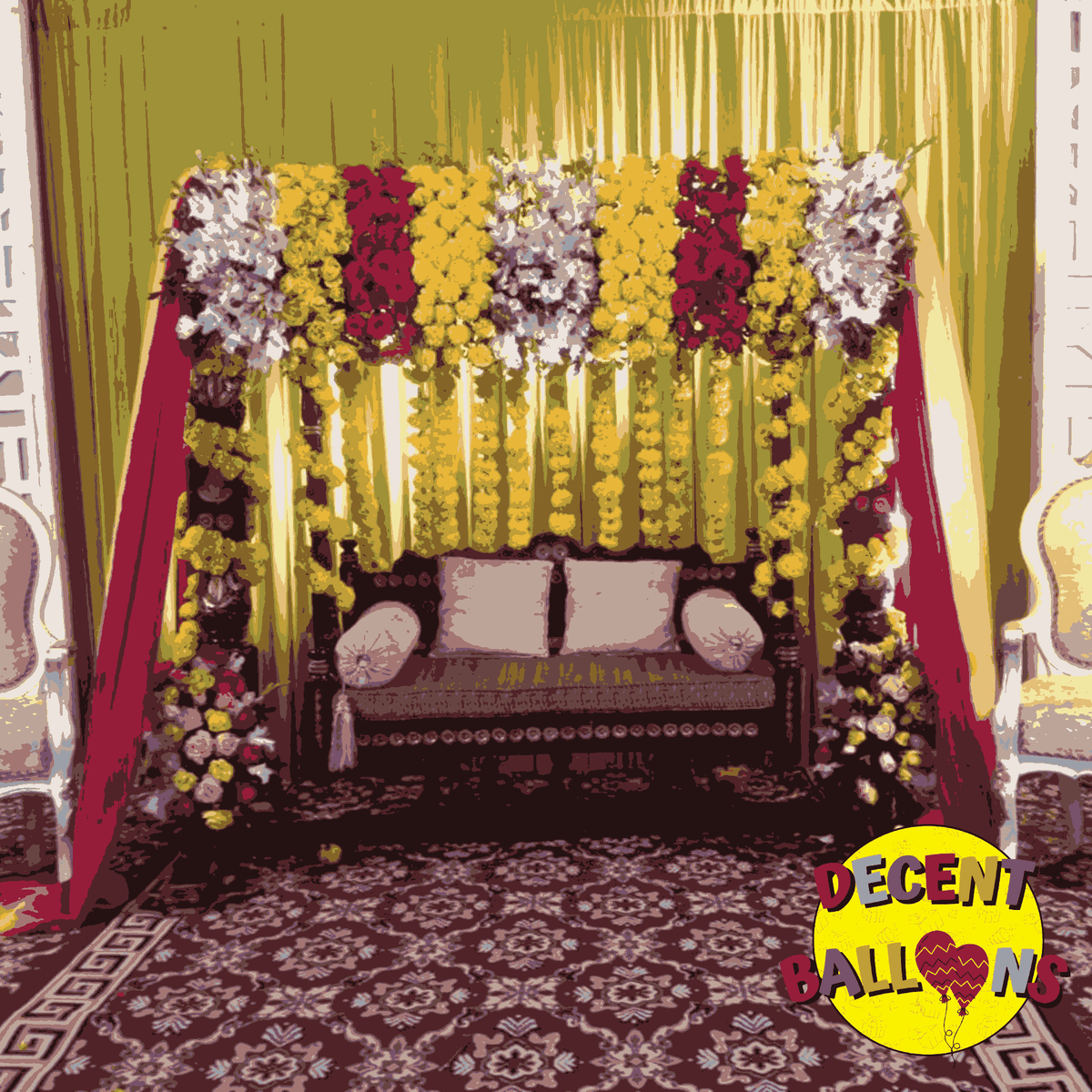 Classic Floral Wedding Stage Decor – Elegant & Vibrant Celebration Setup