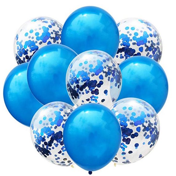 Royal Blue & Confetti Balloons – 10 Pcs Set