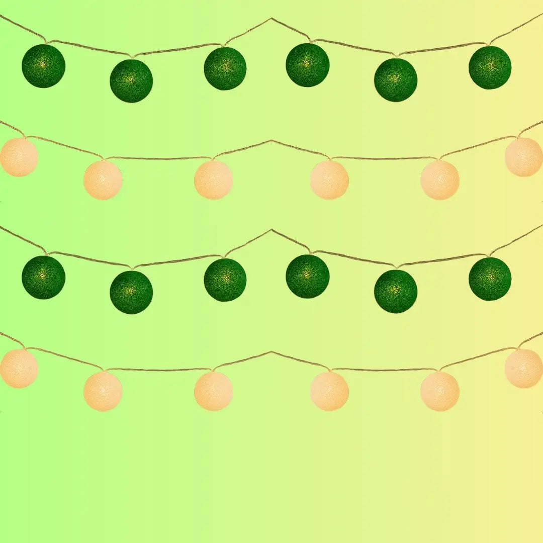 Independence Day Cotton Ball String Lights Set