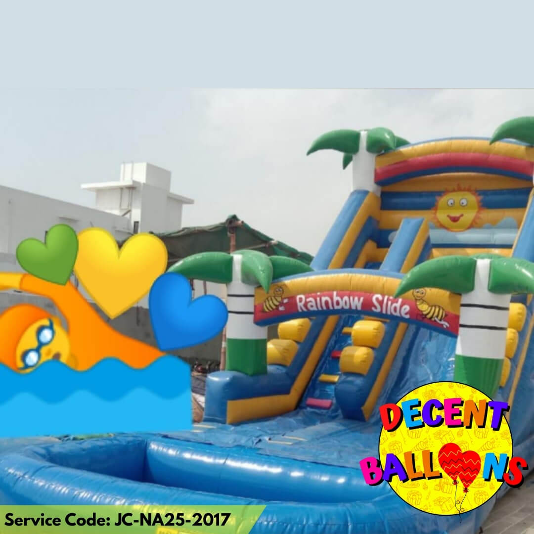 Rainbow Pool Slide Jumping Castle Combo