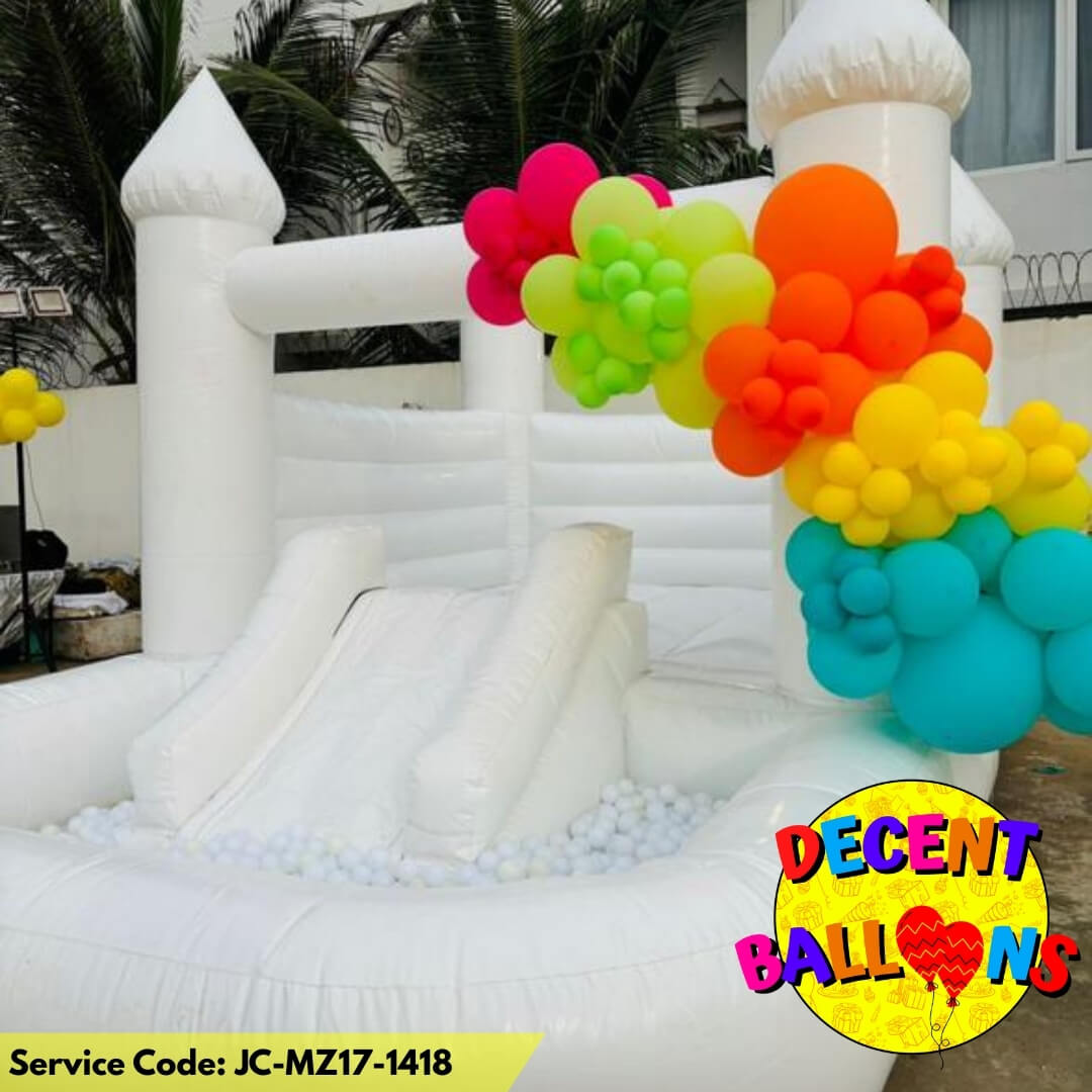 White Ball Pit Slide Jumping Castle Combo