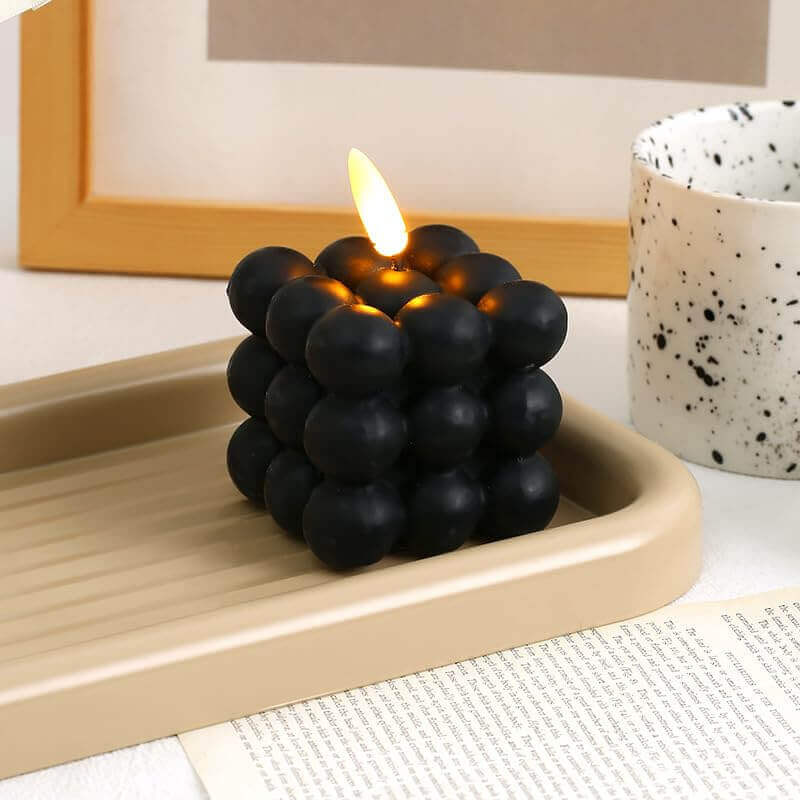 Minimalist Bubble Candle – Decorative Cube Design
