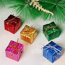 12-Piece Christmas Glitter Mini Gift Box Ornaments Small