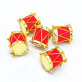 Mini Red & Gold Christmas Drum Ornaments – 12 Piece Holiday Tree Decoration Set