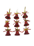 Christmas Red Metallic Bell Ornaments – 12 Piece Hanging Decoration Set with Ribbons & “Merry Christmas” Tags