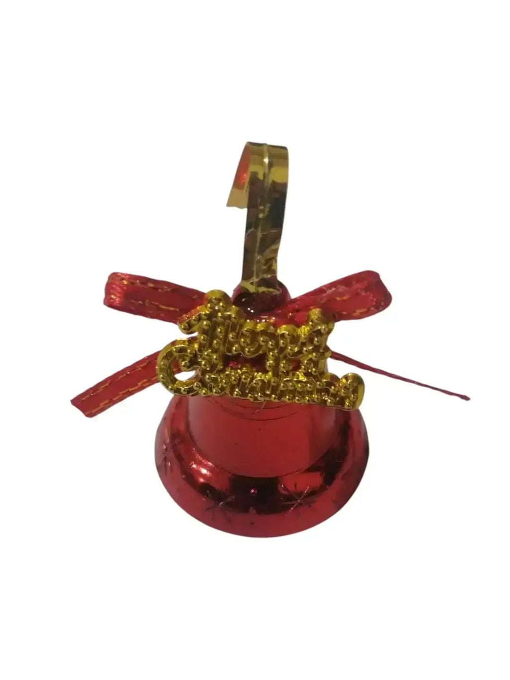 Christmas Red Metallic Bell Ornaments – 12 Piece Hanging Decoration Set with Ribbons & “Merry Christmas” Tags