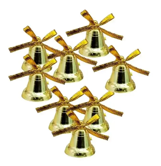 Christmas Golden Bell Ornaments – 12 Piece Hanging Decoration Set