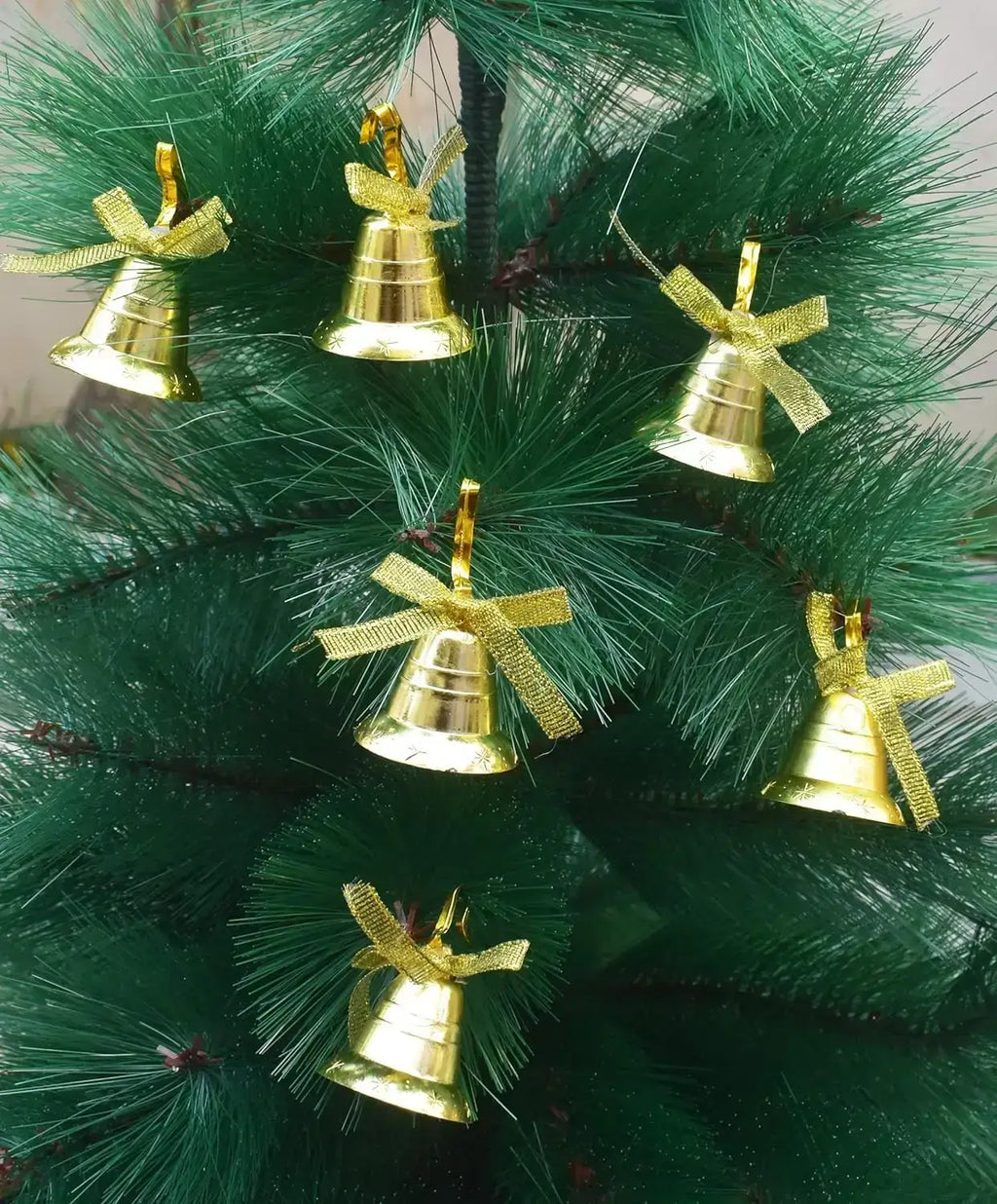 Christmas Golden Bell Ornaments – 12 Piece Hanging Decoration Set