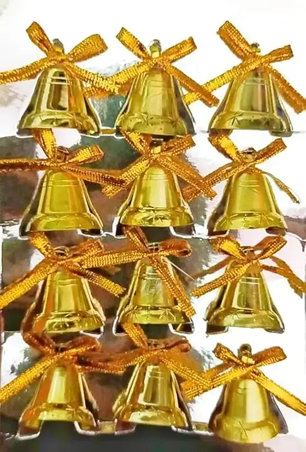 Christmas Golden Bell Ornaments – 12 Piece Hanging Decoration Set