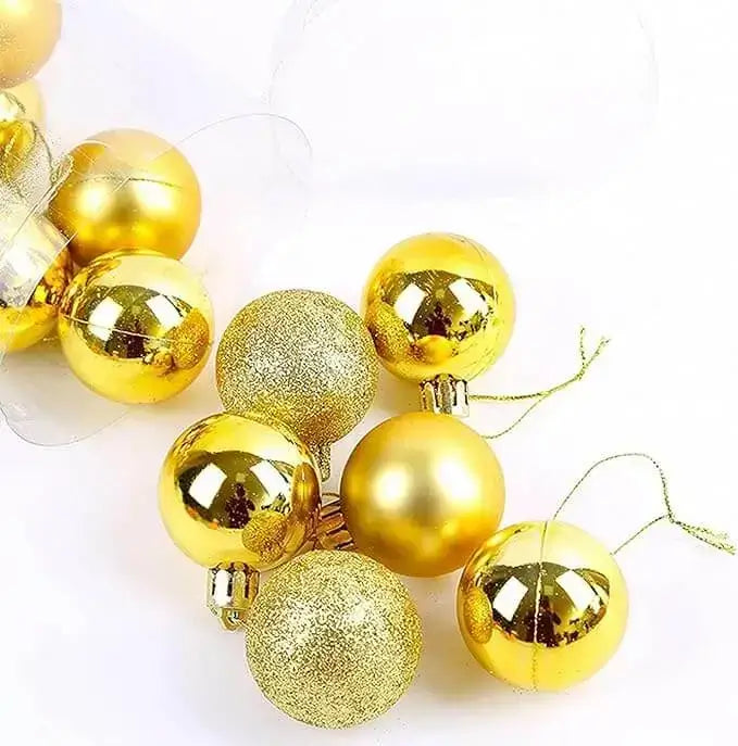 Large Golden Christmas Ball Ornaments – 6 Piece Holiday Decoration Set (Shiny, Matte & Glitter Finish)