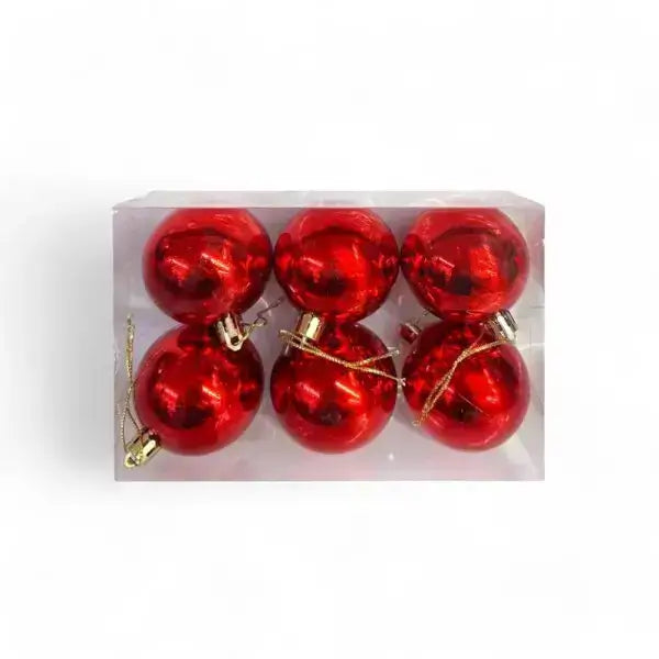 Large Red Christmas Ball Ornaments – 6 Piece Holiday Decoration Set (Glossy, Matte & Glitter Finish)