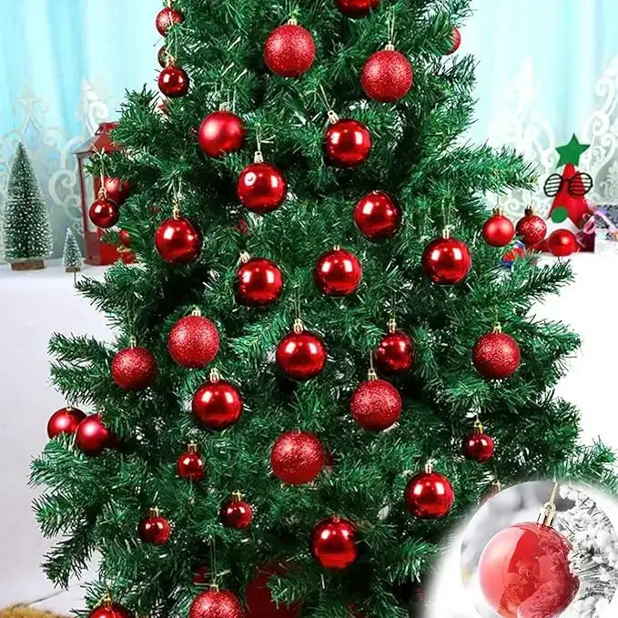 Large Red Christmas Ball Ornaments – 6 Piece Holiday Decoration Set (Glossy, Matte & Glitter Finish)