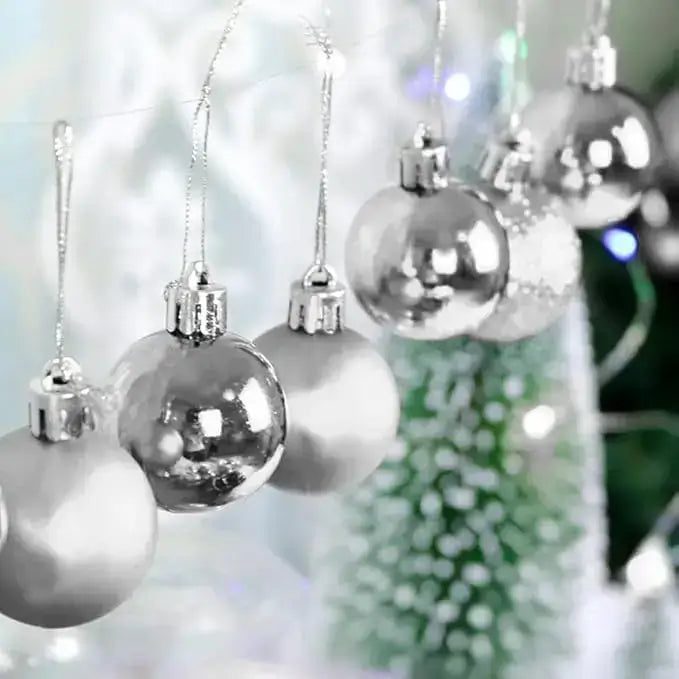 Large Silver Christmas Ball Ornaments – 6 Piece Holiday Decoration Set (Glossy, Matte & Glitter Finish)