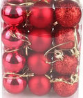 Medium Red Christmas Ball Ornaments – 12 Piece Holiday Decoration Set (Glossy, Matte & Glitter Finish)