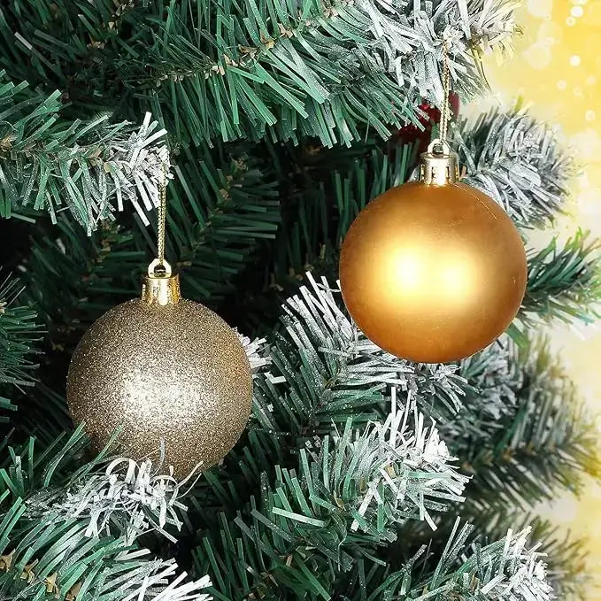 Medium Gold Christmas Ball Ornaments – 12 Piece Holiday Decoration Set (Glossy, Matte & Glitter Finish)