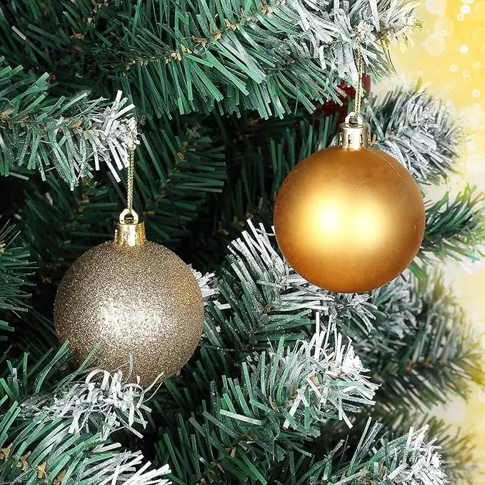 Small Golden / Silver / Red Christmas Ball Ornaments – 12 Piece Holiday Decoration Sets (Glossy, Matte & Glitter Finish)