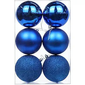 XL Blue / Red / Golden / Silver Christmas Ball Ornaments – 6 Piece Holiday Decoration Sets (Glossy, Matte & Glitter Finish)