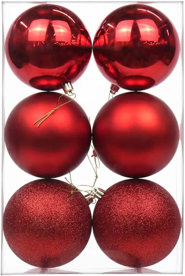 XL Blue / Red / Golden / Silver Christmas Ball Ornaments – 6 Piece Holiday Decoration Sets (Glossy, Matte & Glitter Finish)