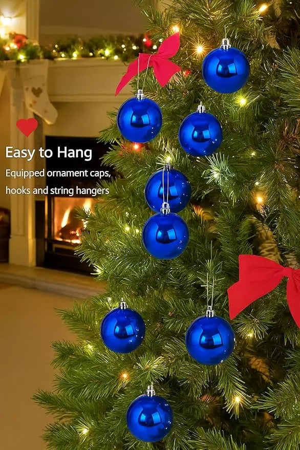 XL Blue / Red / Golden / Silver Christmas Ball Ornaments – 6 Piece Holiday Decoration Sets (Glossy, Matte & Glitter Finish)