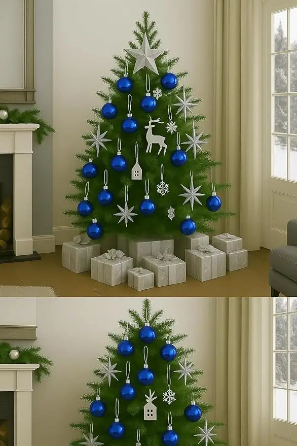 XL Blue / Red / Golden / Silver Christmas Ball Ornaments – 6 Piece Holiday Decoration Sets (Glossy, Matte & Glitter Finish)