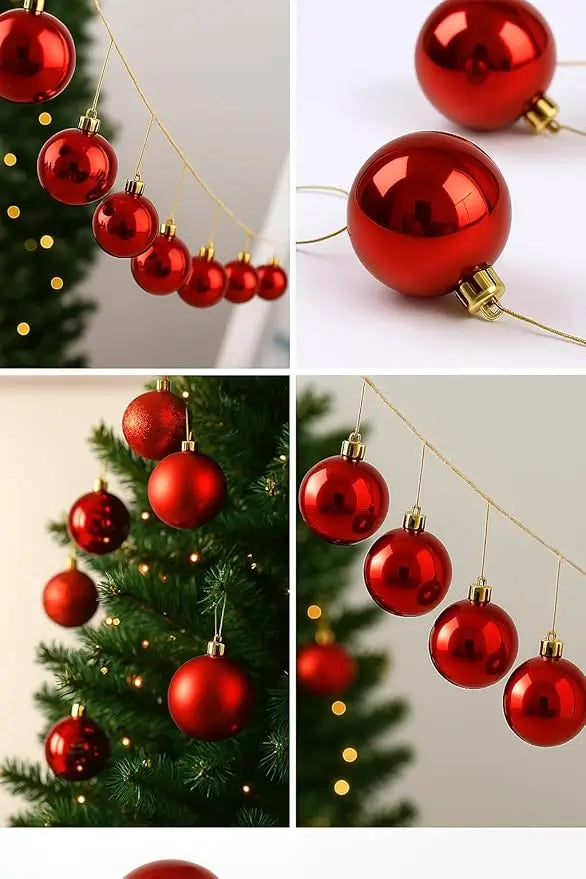 XL Blue / Red / Golden / Silver Christmas Ball Ornaments – 6 Piece Holiday Decoration Sets (Glossy, Matte & Glitter Finish)