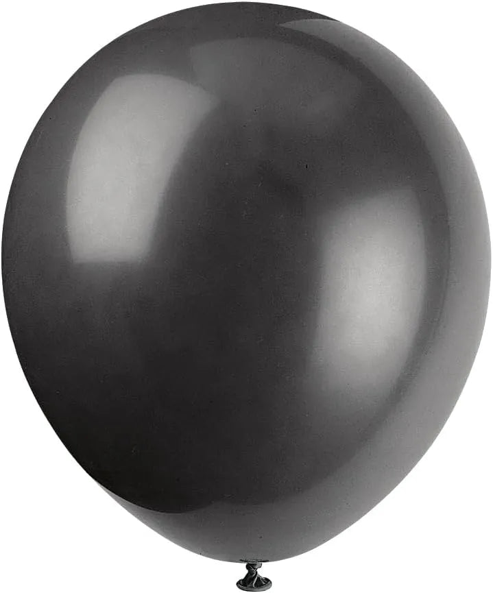 Jet Black Latex Balloons – 10 Inch (Pack of 20)