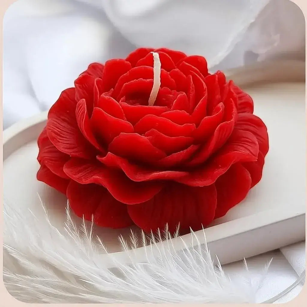 4 - Pcs  Multicolor Peony Flower Candle Set