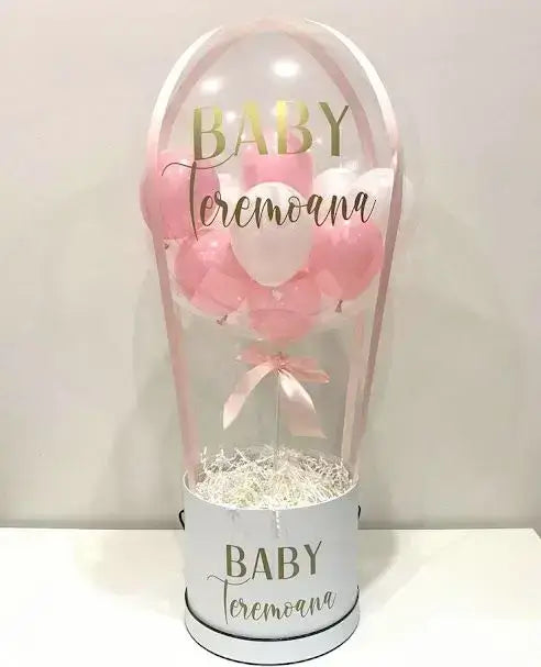 Bobo Balloon Gift Basket – Baby Transparent Balloon Arrangement with Personalized Touch
