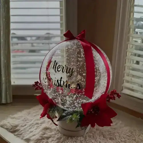 Bobo Balloon Basket – Transparent Balloon Merry Chrismass Gift Arrangement