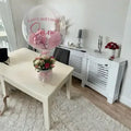Bobo Balloon Gift Basket – Transparent Balloon Arrangement with Flowers