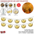 Ramadan & Eid LED Half Moon Mosque Fairy Lights – 10 Metal LEDs, Battery Operated