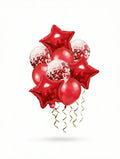 9 Pcs Red Balloon Set – Stars, Latex & Confetti Balloons Valentine Day