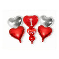 Valentine Day  Heart Balloon Set – 6 Pcs “I Love U” Décor