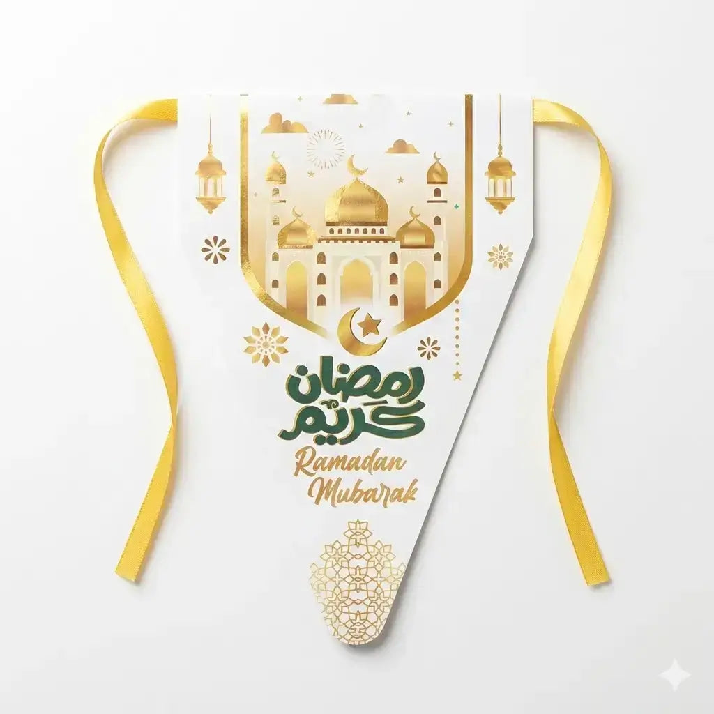 Ramadan Kareem Banner – Green & Gold Mosque