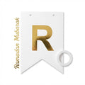 Elegant White & Gold Foil "Ramadan Mubarak" Bunting Banner