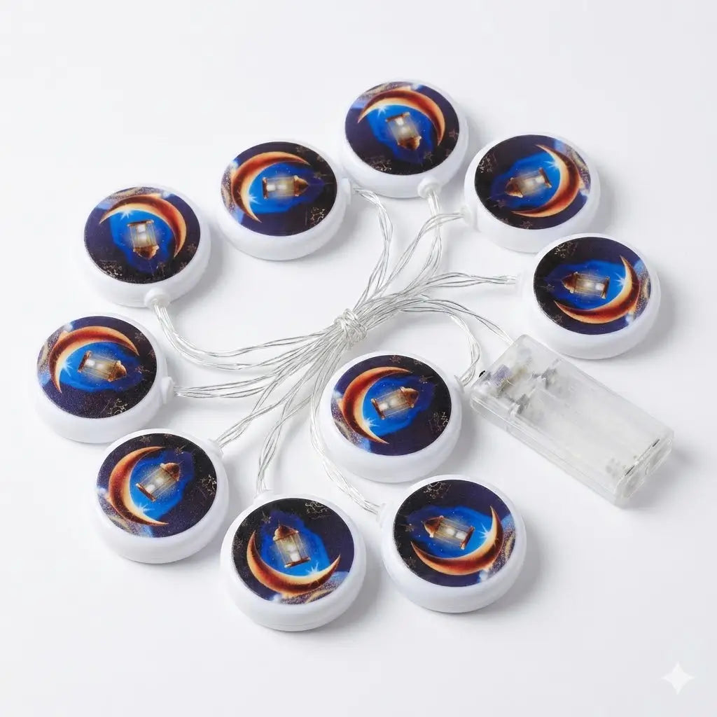 Festive Moon & Lantern Battery-Operated String Lights