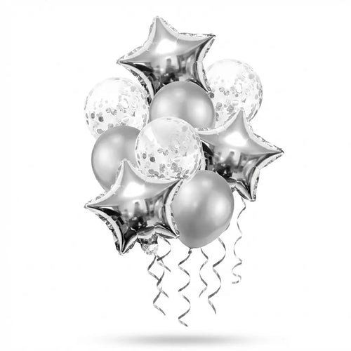 9 Pcs Silver Balloon Set