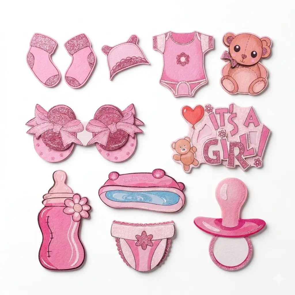 Baby Girl Sticker Set Room Decor – Pink Baby Shower