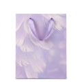 Pastel Purple Gift Bag – Feather Design with Ribbon Handlesb