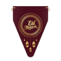 Eid Mubarak Banner – Maroon & Gold Lanterns Design