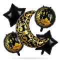 Eid Balloon Set – Black & Gold Crescent Moon Design