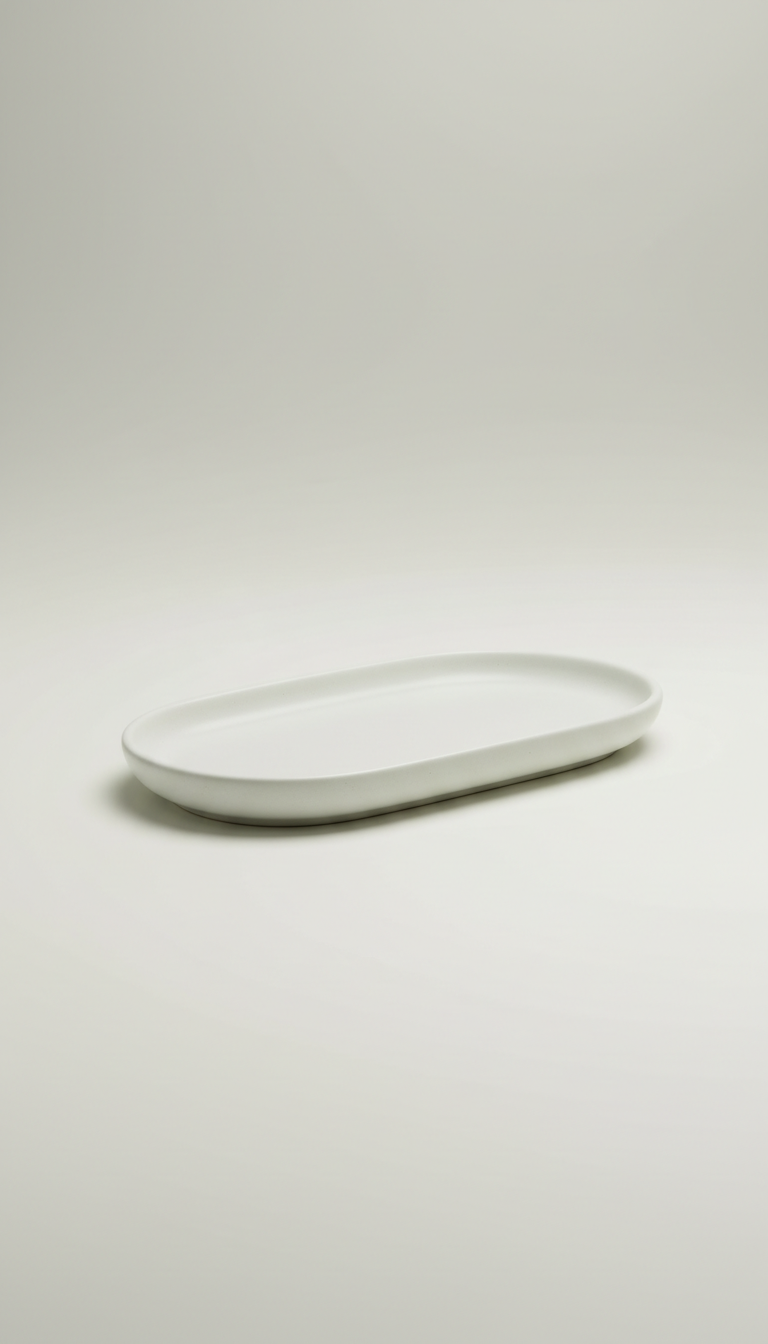 Ceramic Tray in Canvas White